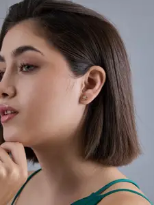 Kushal's Fashion Jewellery 92.5 Sterling Silver Gold Plated Party Studs Earrings