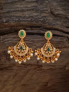 Kushal's Fashion Jewellery Embellished Bridal 92.5 Gold-Plated Contemporary Drop Earrings