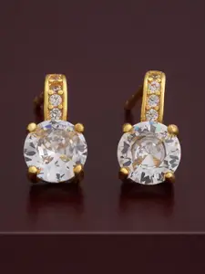 Kushal's Fashion Jewellery 92.5  Silver Rhodium-Plated CZ Studded Studs Earrings