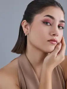 Kushal's Fashion Jewellery 92.5  Silver Gold-Plated Zircon Classic Studs