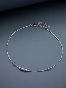 Kushal's Fashion Jewellery 92.5 Pure Silver Rhodium-Plated Anklet