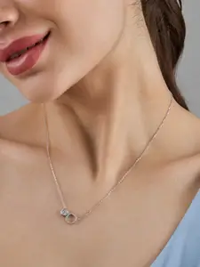 Kushal's Fashion Jewellery  92.5 Silver Rhodium Plated Cubic Zircon Studded Pendant Chain