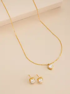 Kushal's Fashion Jewellery White 92.5 Pure Silver Gold-Plated Party Pendant Set