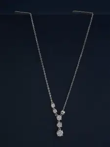 Kushal's Fashion Jewellery  92.5 Silver Rhodium Plated Cubic Zircon Studded Pendant Chain