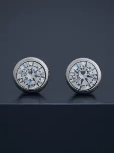 Kushal's Fashion Jewellery 92.5  Silver Rhodium-Plated Stone Studded Studs
