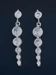 Kushal's Fashion Jewellery 92.5  Silver Rhodium-Plated Zircon Classic Earrings