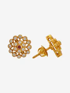 Kushal's Fashion Jewellery 92.5 Pure Silver Gold-Plated Contemporary Studs Earrings