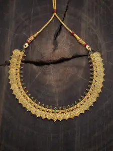 Kushal's Fashion Jewellery Embellished Bridal 92.5 Gold-Plated Temple Necklace