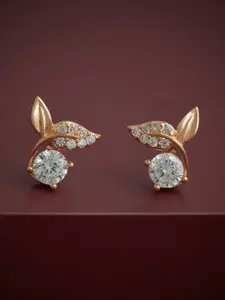 Kushal's Fashion Jewellery 92.5  Silver Rose Gold-Plated Classic Studs