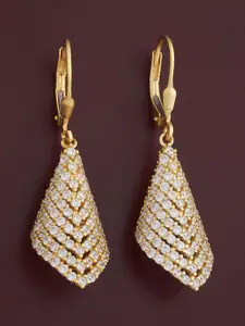 Kushal's Fashion Jewellery 92.5  Silver Gold-Plated CZ Classic Hoop Earrings