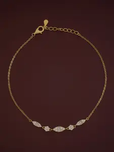 Kushal's Fashion Jewellery Sterling Silver Gold-Plated Artificial Stones Anklet