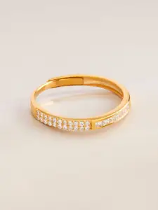 Kushal's Fashion Jewellery Kushal's Fashion Gold-Plated 92.5 Pure Silver Studded Adjustable Finger Ring
