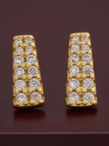 Kushal's Fashion Jewellery 92.5  Silver Gold-Plated Zircon Studded Studs Earrings
