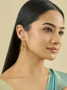 Kushal's Fashion Jewellery Embellished Bridal 92.5 Silver Gold-Plated Stone Drop Earrings