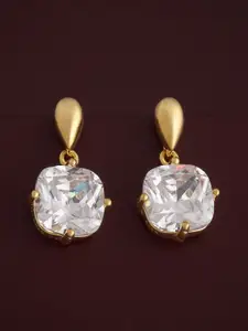 Kushal's Fashion Jewellery 92.5  Silver Gold-Plated Classic Zircon Drop Earrings