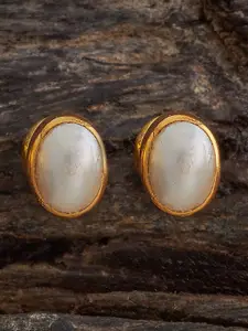 Kushal's Fashion Jewellery 92.5 Pure Silver Gold Plated Pearls Contemporary Studs Earrings