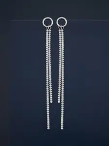Kushal's Fashion Jewellery 92.5  Silver Zircon Stone Studded Drop Earrings