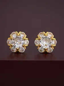 Kushal's Fashion Jewellery 92.5  Silver Gold-Plated Zircon Classic Studs