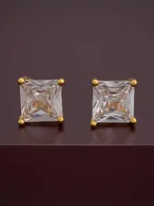 Kushal's Fashion Jewellery 92.5  Silver Gold-Plated Geometric Studs Earrings