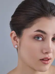 Kushal's Fashion Jewellery 92.5 Sterling Silver Rhodium-Plated Zircon Classic Studs