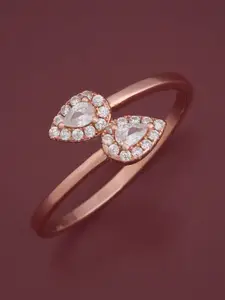 Kushal's Fashion Jewellery White Rose Gold-Plated Party 92.5 Sterling Silver Finger Ring