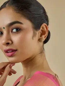 Kushal's Fashion Jewellery Embellished Bridal 92.5 Silver Gold-Plated Floral Stone Studs