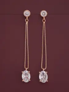 Kushal's Fashion Jewellery 92.5  Silver Rose Gold-Plated Zircon Drop Earrings