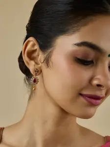 Kushal's Fashion Jewellery Embellished Bridal 92.5 Silver Zircon Drop Earrings