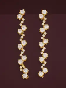 Kushal's Fashion Jewellery 92.5  Silver Gold-Plated CZ Studded Drop Earrings