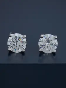 Kushal's Fashion Jewellery 92.5  Silver Rhodium-Plated Circular Studs