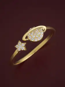 Kushal's Fashion Jewellery Sterling Silver Gold-Plated Temple Finger Ring