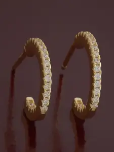 Kushal's Fashion Jewellery Sterling Silver Gold Plated Zircon Half Hoop Earrings