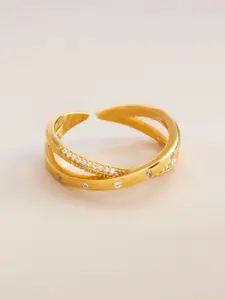 Kushal's Fashion Jewellery Kushal's Fashion Gold-Plated 92.5 Silver Adjustable Finger Ring