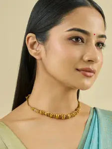 Kushal's Fashion Jewellery Embellished Bridal 92.5 Gold-Plated Temple Necklace