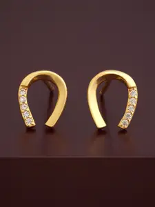 Kushal's Fashion Jewellery 92.5 Sterling Silver Gold-Plated Stone Studded Classic Studs