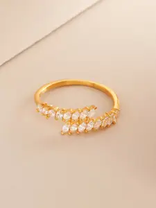Kushal's Fashion Jewellery Kushal's Fashion Gold-Plated 92.5 Silver Adjustable Finger Ring