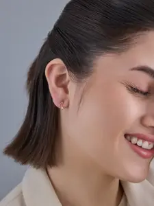 Kushal's Fashion Jewellery 92.5  Silver Rose Gold-Plated Classic Zircon Studs