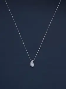 Kushal's Fashion Jewellery 92.5 Sterling Silver Rhodium-Plated Zircon Studded Necklace