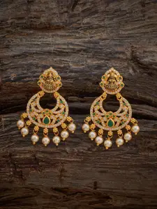 Kushal's Fashion Jewellery Embellished Bridal 92.5 Gold-Plated Crescent Chandbalis