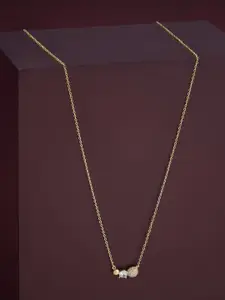 Kushal's Fashion Jewellery  92.5 Silver Gold Plated Cubic Zircon Studded Pendant Chain