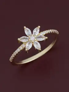 Kushal's Fashion Jewellery White Gold-Plated Party 92.5 Sterling Silver Finger Ring