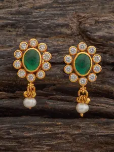 Kushal's Fashion Jewellery Embellished Bridal Gold-Plated Zircon-Studded Geometric Studs