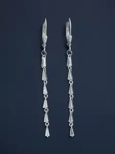 Kushal's Fashion Jewellery 92.5  Silver Rhodium-Plated Zircon Hoop Earrings