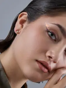 Kushal's Fashion Jewellery 92.5  Silver Rose Gold-Plated CZ Studded Studs Earrings