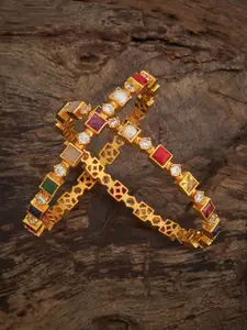 Kushal's Fashion Jewellery Embellished Bridal Set Of 2 92.5 Silver NavaratnaBangles