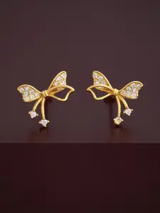 Kushal's Fashion Jewellery 92.5  Silver Gold-Plated CZ Classic Studs Earrings