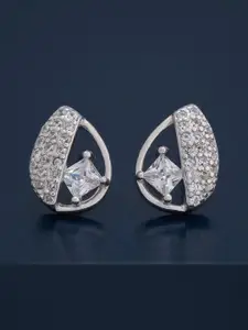 Kushal's Fashion Jewellery 92.5  Silver Rhodium-Plated CZ Party Studs Earrings