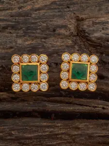 Kushal's Fashion Jewellery 92.5 Sterling Silver Gold Plated Artificial Stone Studs