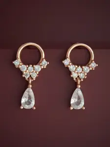 Kushal's Fashion Jewellery 92.5  Silver Rose Gold-Plated Zircon Classic Earrings