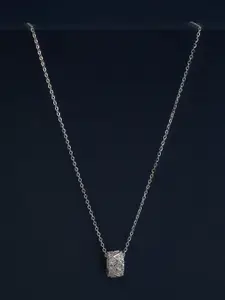 Kushal's Fashion Jewellery  92.5 Silver Rhodium Plated Cubic Zircon Studded Pendant Chain